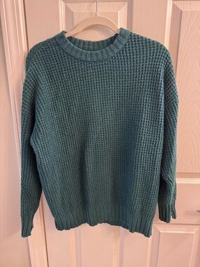 American Eagle Outfitters Teal Knit Crewneck Sweater